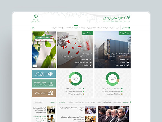 طراحی گرافیک وب، طراحی رابط کاربری و تجربی وب سایت شبکه آزمایشگاهی فناوری های راهبردی